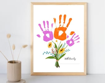 Mother's Day Handprint Craft for Kids| Gift for Mom| Printable Floral Keepsake| DIY Handprint Gift for Mom, Grandma | Birth Flower Print| F1