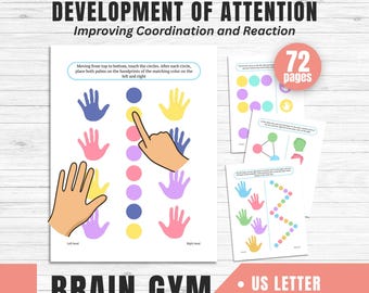 Brain Gym Workbook for Kids | 72 Pages Printable Attention Development Activities | Hand-Eye Coordination, Focus & Reaction Exercises PDF