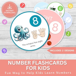 Number Flashcards for Kids | Count 1-10 PDF| Printable Quiet Busy Book| Counting for Kindergarten| Preschool Worksheet| Number Matching Game