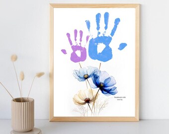 Mother's Day Handprint Craft for Kids| Gift for Mom| Printable Floral Keepsake| DIY Handprint Gift for Mom, Grandma | Birth Flower Print |F2