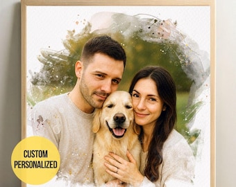 Custom Watercolor Couple Portrait | Personalized Anniversary Gift from Photo | Digital Wedding Keepsake Wall Art