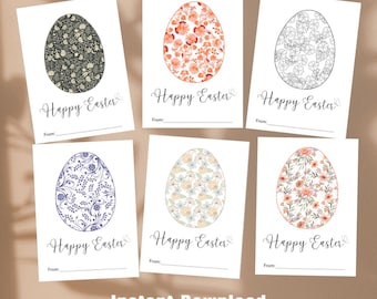 Happy Easter Printable Cards Bundle | Digital Download Happy Easter Greeting Card | Easter Cards | Card For Friend | Floral Easter Egg Card