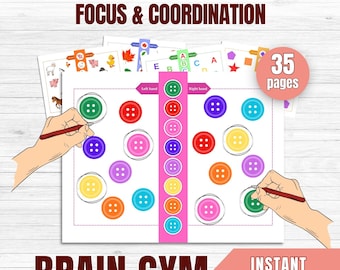 Neuro Exercises Workbook for Kids, Bilateral Tracing Activities, Brain Training Printable, Focus & Coordination, Digital Download PDF