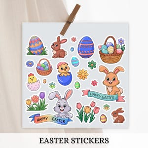 Sticker Bogen - Frohe Ostern, Frohe Ostern Aufkleber, Osterhase, Planer Aufkleber, Scrapbook Aufkleber, Ostern Aufkleber, Journal Aufkleber