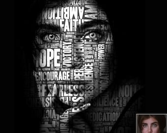 Custom Word Art Portrait| Unique Gift| Personalized Digital Text Art Portrait from Photo| Digital Typography Portrait| Your Text On Portrait