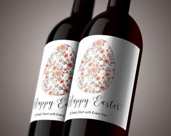 Easter Wine Label |Wine Label With an Easter Egg | Easter Dinner Printable Sticker Label| Personalized Wine Label | Editable Wine Label| E05