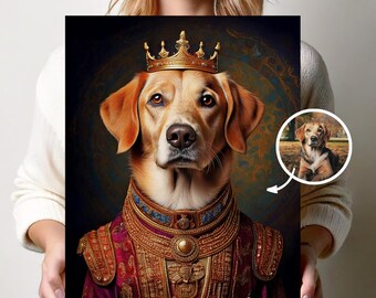 Royal Pet Portrait | Dog & Cat Portraits| Pet Lover Gift| Renaissance Portrait from Photo |Pet Memorial Artwork | Digital Art Idea |Wall Art