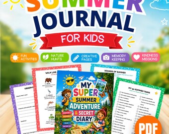 Summer Journal for Kids | Summer Activity Book | Memory Book | Vacation Journal | Summer Workbook | Printable Kids Journal | Summer Keepsake