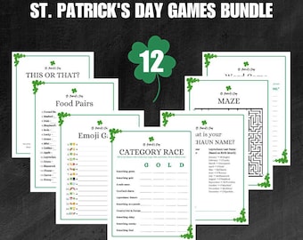 St Patricks Day Printable Games| St Patricks Games Bundle| St Patricks Day Kid Games| St Paddy's Day Activities| St Patricks Classroom Games