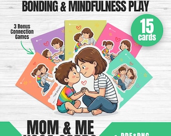 Mom and Me Yoga Cards | 15 Partner Poses for Toddlers | Printable PDF Kids Yoga Deck | Ages 2-3 | Bonding & Mindfulness Activities