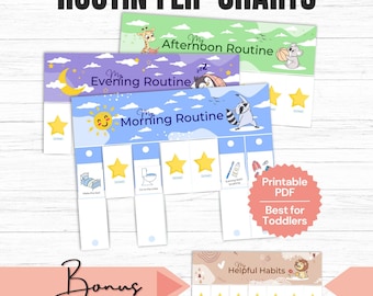 Kid Routine Flip Chart Printable| Morning, Afternoon, Evening & Helpful Habits| Visual Schedule + 105 Cards| Toddler Chore Chart| To Do List