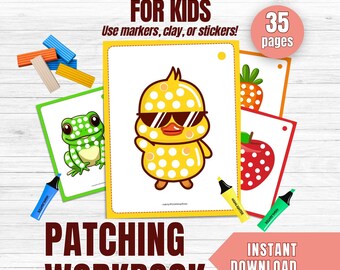 Fine Motor Skills Activities for Kids| Printable  Patching Workbook| Dot Marker, Clay, Sticker Worksheets| Preschool Color Fun| PDF Download
