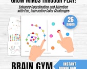 Brain & Finger Gym Printable for Kids | Coordination and Attention Activities | Color Tracking Worksheets| Fine Motor Practice| 26 Pages PDF