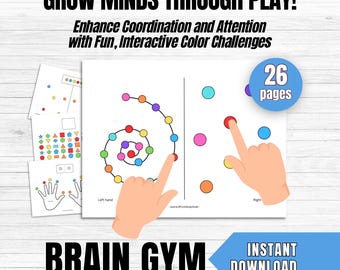 Brain & Finger Gym Printable for Kids | Coordination and Attention Activities | Color Tracking Worksheets| Fine Motor Practice| 26 Pages PDF