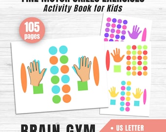 Fine Motor Skills Activity Book for Kids | 105 Brain Gym Printable | Preschool Coordination Hand Exercises | Toddler Learning Worksheets PDF