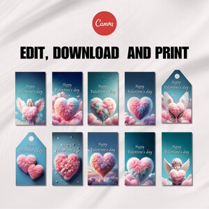 Printable Valentine&#39;s Day Gift Tags | Editable Heart Tags | DIY Gift Labels | Digital Download | Valentine Favor Tags for Kids & Adults
