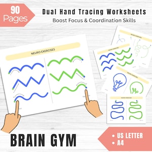 Dual Hand Tracing Worksheets PDF | 90 Brain Gym Pages for Kids | Fine Motor Skills & Focus Activities | Hand-Eye Coordination Exercise