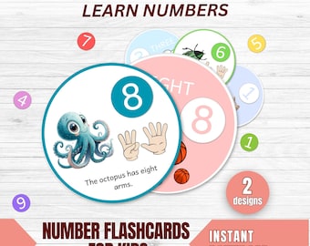 Number Flashcards for Kids | Count 1-10 PDF| Printable Quiet Busy Book| Counting for Kindergarten| Preschool Worksheet| Number Matching Game