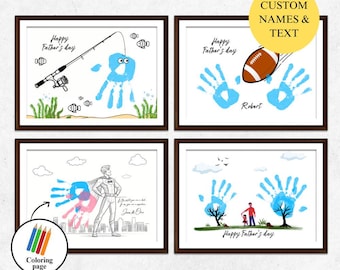 Father's Day Gift Handprint for Dad | DIY Keepsake for Kids| Handprint Template to Print | Birthday for Dad, Grandpa | Digital Download