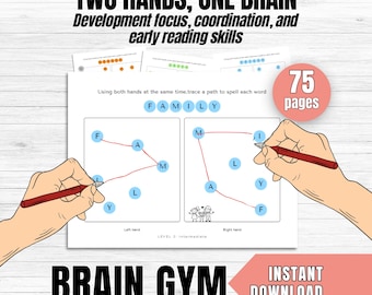 Brain Gym Workbook for Kids | Two Hands One Brain | Bilateral Coordination & Early Reading | Printable Learning Activity