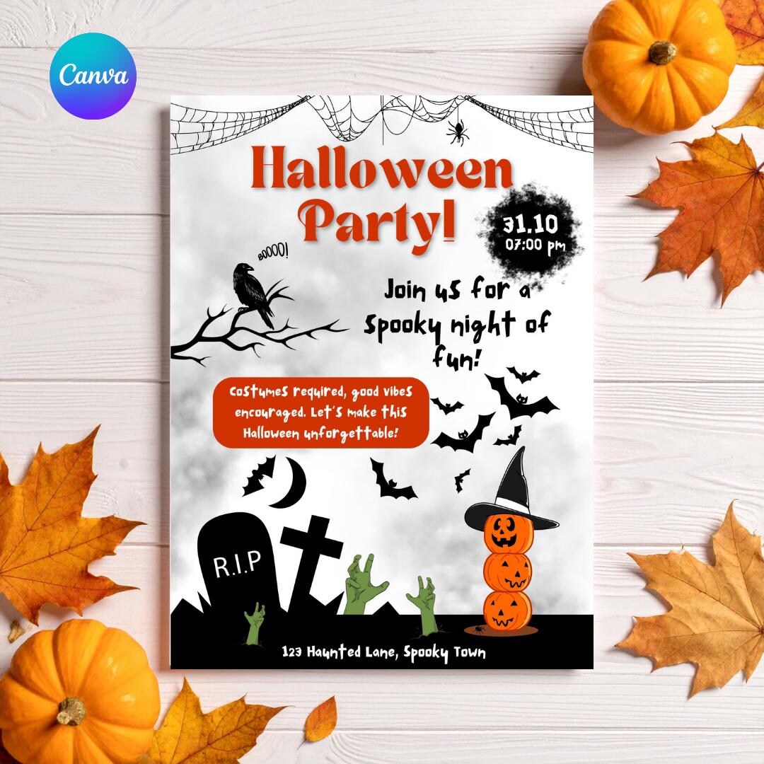 Editable Halloween Party Invitation | Customizable Spooky Night Invite ...