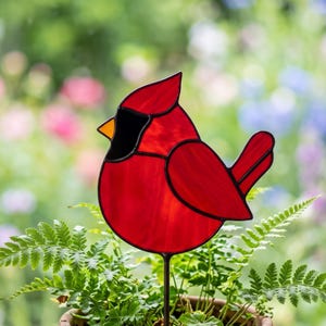 Cardinal Bird Stained Glass Pattern, Plant Stake Suncatcher, Beginner Template (Digital Download)