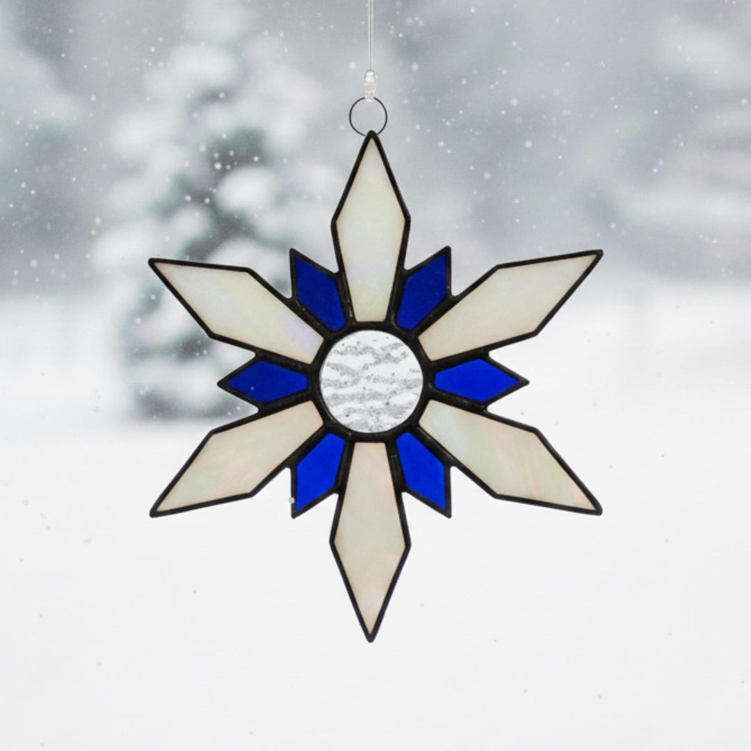 Snowflake Glass Pattern Snowflake Stained Glass Pattern – Modern Minimal Design - Etsy