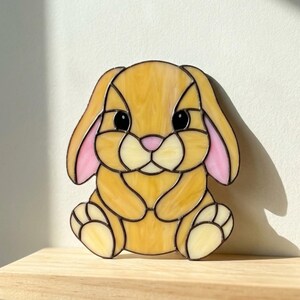 Rabbit Stained Glass Pattern, Floppy Ear Bunny, Intermediate DIY Template PDF SVG