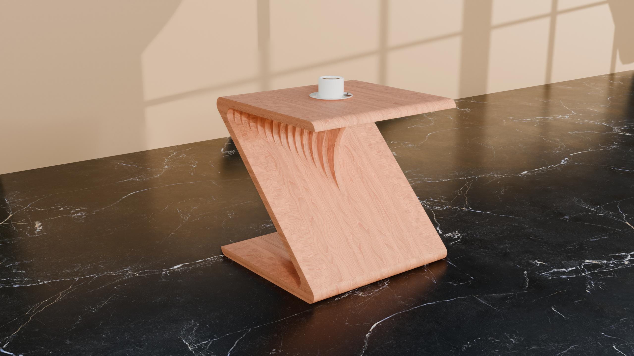 Modern Parametric Z Table DXF SVG Files for CNC | Unique Wooden Side Coffee Table Cutting Plans