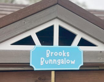 Placa personalizada para casinha de brincar na árvore e cozinha de brincar