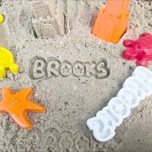 Personalized Sand Name Mold Custom Beach Toy for Kids Sandbox Name Stamp