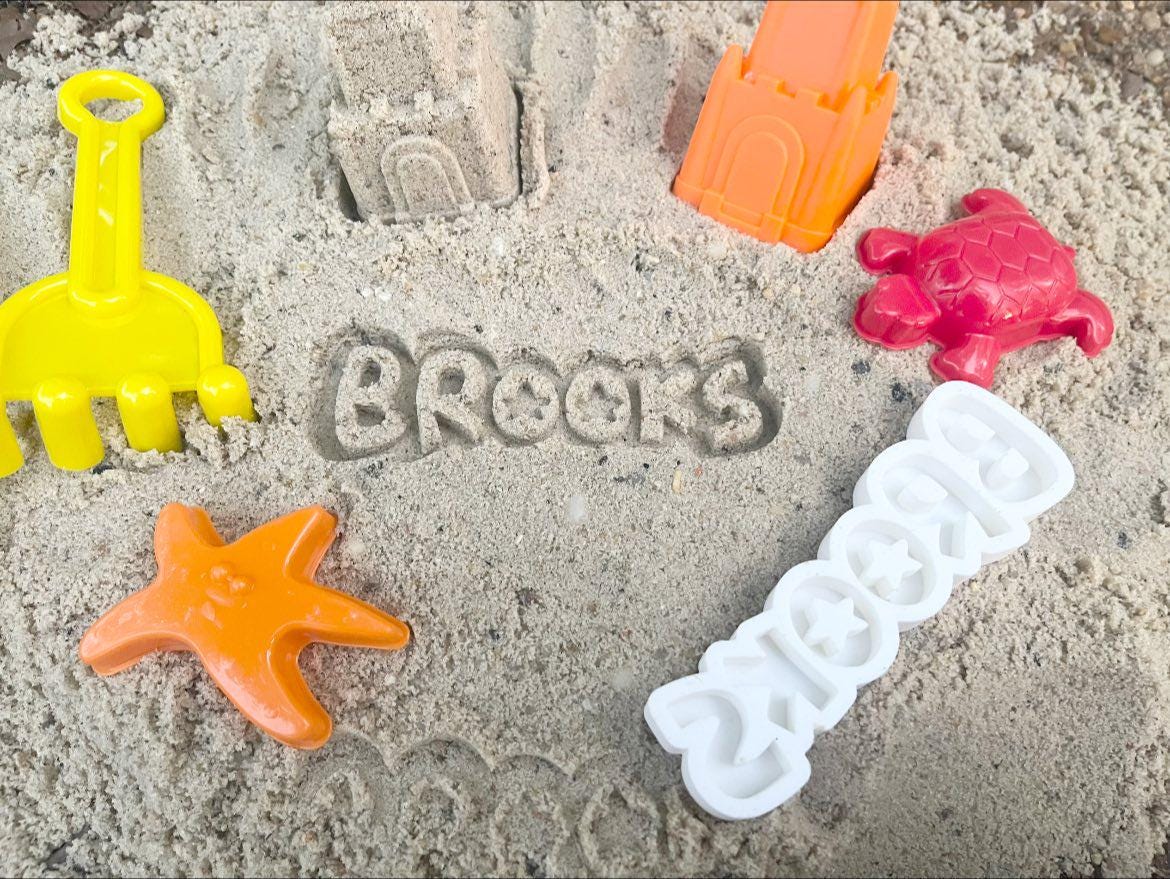 Personalized Sand Name Mold Custom Beach Toy for Kids Sandbox Name Stamp