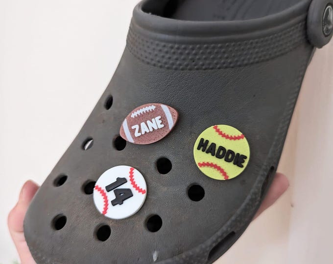 Custom Sports Clog Charms: Baseball, Softball, Football Sneaker Decorations