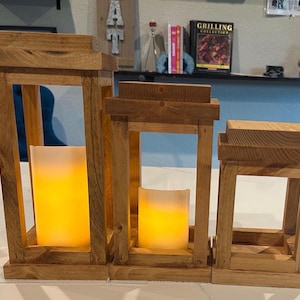 Handmade wooden table candle lantern