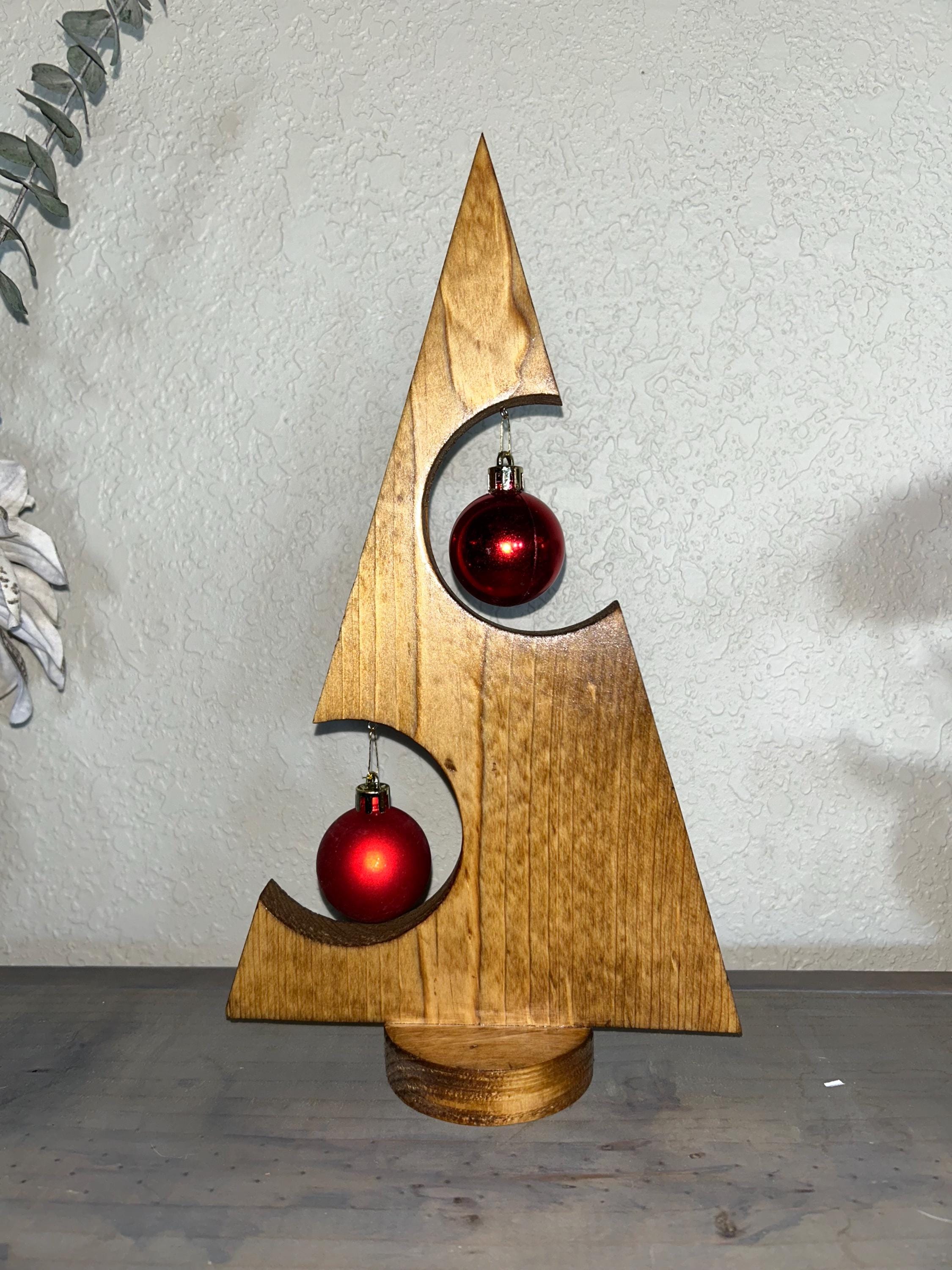 Handmade Rustic Wooden Christmas Tree Decor With Ornaments - Etsy