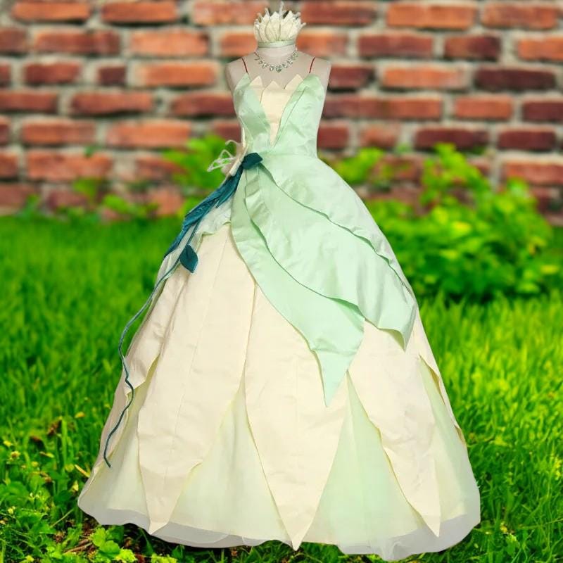 princess tiana inspired dress Sleeveless Flare 3XL accurate design Wedding Dress Tiana Dress Up
