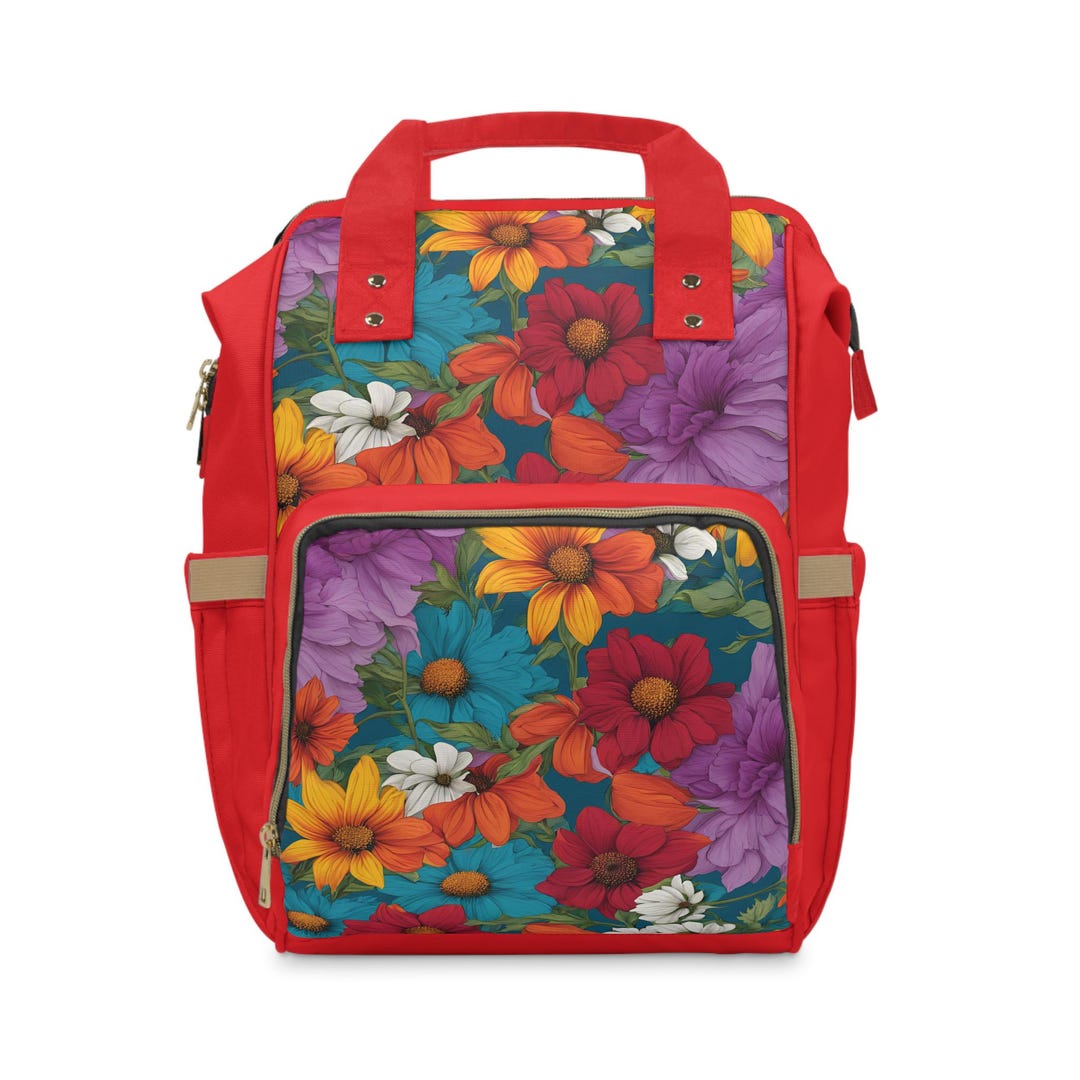 Diamond in the Bluff Red Multi-Function Diaper Backpack/Diaper Bag