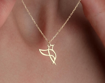 Handgemachte 14K Vergoldete Vogel Halskette - Minimalistische Halskette Geschenk für Sie, Eleganter Benutzerdefinierter Schmuck für Frauen, Kolibri, Weihnachtsgeschenk
