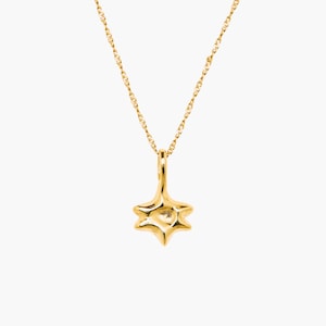 Gold star necklace pendant charm Stella sterling silver 24K gold plated starburst celestial handmade jewelry trends star symbol gift for her