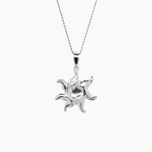 Silver Sun Necklace Aurora Sun Pendant Sunshine Charm Necklace Sunburst Celestial Necklace Sun Symbol Medallion Sunbeam sterling silver
