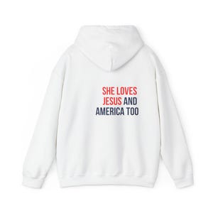 Patriotic Women’s Hoodie, Faith and Country Pullover Sweatshirt, Cozy USA Pride Hooded Top, 4th of July Gift