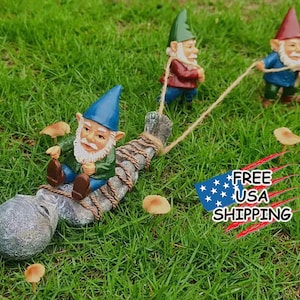Hilarious Garden Gnomes Outdoor Statue Figurine with Alien Garden Gnomes for Fairy Garden, Outdoor Funny Mini Gnomes Decoration