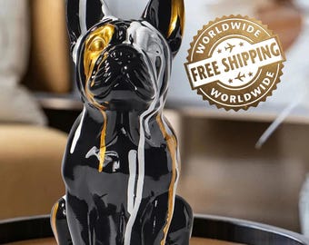 French Bulldog Graffiti Sculpture Decor, Modern Dog Statue, Bulldog Figurine Cute Tabletop Home Decor Living Room Accent Gift for Dog Lovers