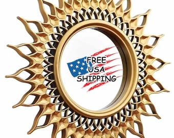 3Pcs Gold / Silver Sunburst Mirror Set – Round Sun Mirrors, Modern Boho Wall Decor, Decorative Sun Mirrors for Living Room Bedroom Entryway