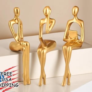 More colors- Thinking Woman Figurine Bookshelf Decor Thinker Style Resin Statue  Abstract Sculptures Figurines Ornaments Home Decor