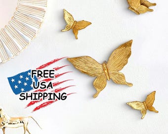 Set of 4 Gold Butterfly Decorations Gold Butterfly Wall Decor Set Butterfly Wall Art Butterfly Nursery Wall Decor