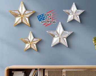 Gold/ Silver Star Mirror – Resin Star Hanging Wall Decor, Creative Star Art Pendant, Makeup Mirror Wall mirror decoration Decorative Nursery