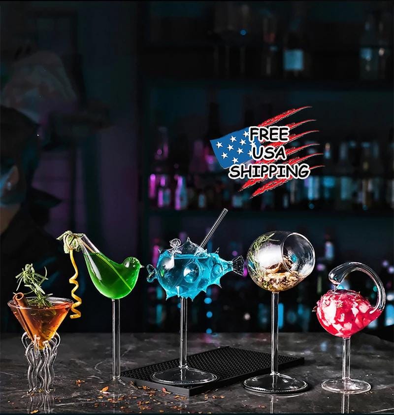 Bicchiere Creativo In Vetro 400 Ml | Forme Di Pesce Porcospino, Cigno, Rosa, Polpo O Uccello | Per Cocktail, Birra E Dessert | Regalo Originale