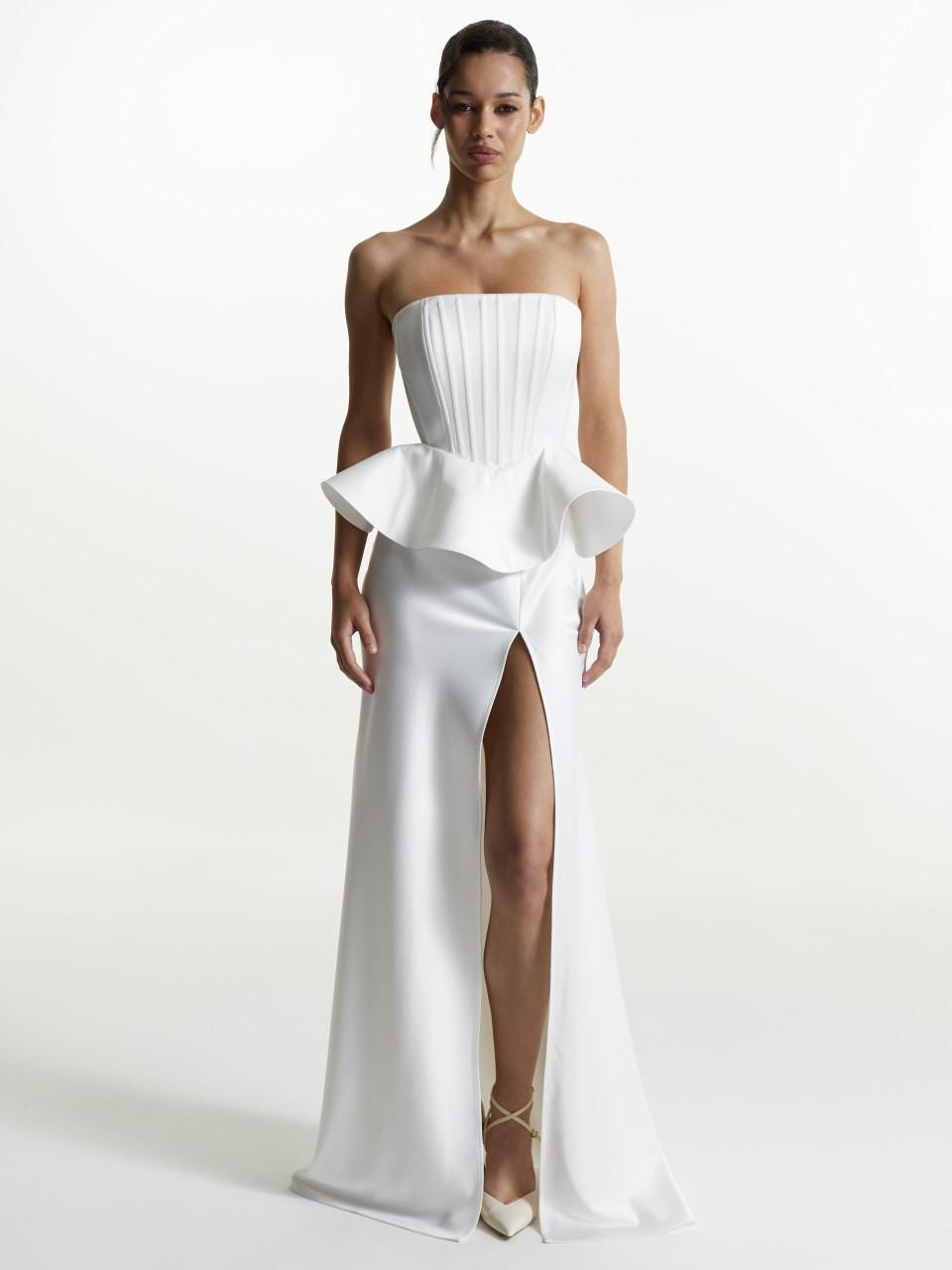 White Satin Corset Wedding Dress