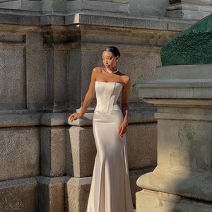 Beige Bridal Satin Corset - Wedding Bustier Top, Elegant Bride Outfit